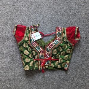 Traditional desi cropped top green girls